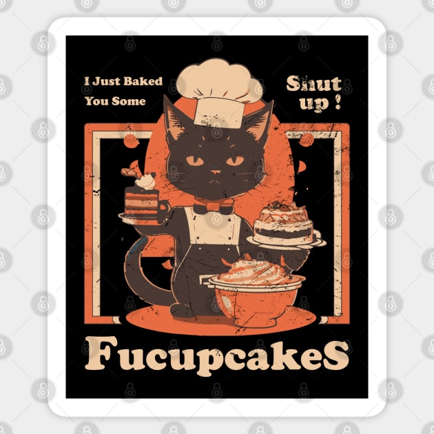 I just Baked You Some Shut The Fucupcakes Vintage Black Cat Sticker by ItuPagi